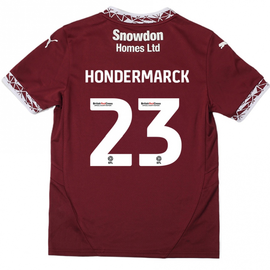 Kinder Fußball William Hondermarck #23 Burgundrot Heimtrikot Trikot 2024/25 T-Shirt Luxemburg