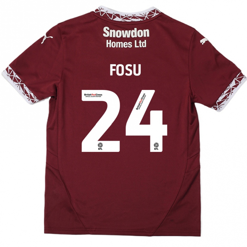 Kinder Fußball Tariqe Fosu #24 Burgundrot Heimtrikot Trikot 2024/25 T-Shirt Luxemburg