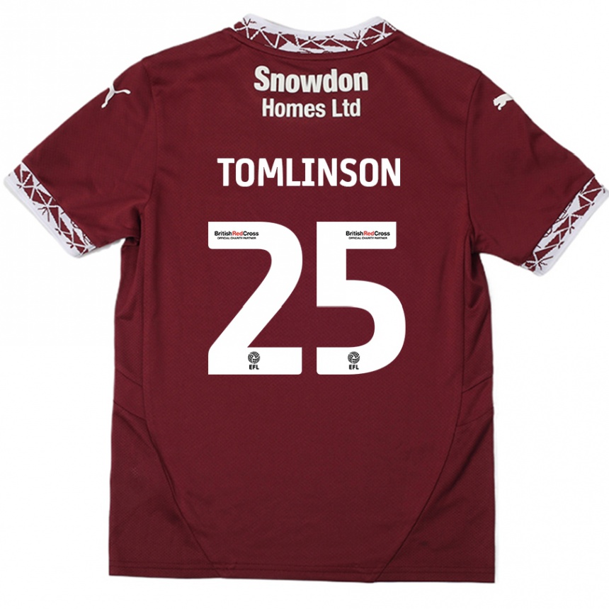 Kinder Fußball Josh Tomlinson #25 Burgundrot Heimtrikot Trikot 2024/25 T-Shirt Luxemburg