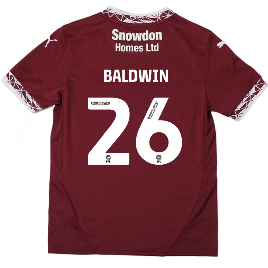 Kinder Fußball Jack Baldwin #26 Burgundrot Heimtrikot Trikot 2024/25 T-Shirt Luxemburg