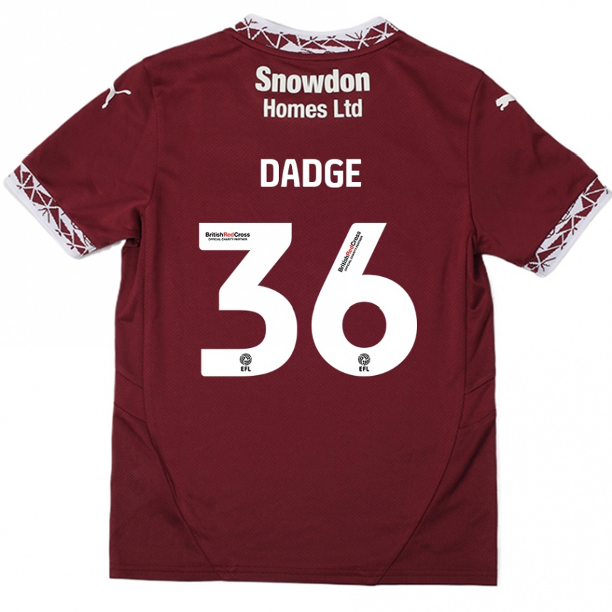 Kinder Fußball James Dadge #36 Burgundrot Heimtrikot Trikot 2024/25 T-Shirt Luxemburg