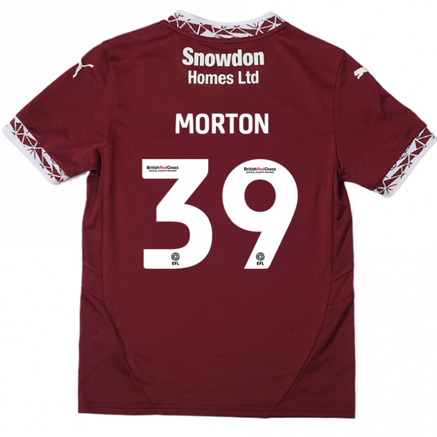 Kinder Fußball Callum Morton #39 Burgundrot Heimtrikot Trikot 2024/25 T-Shirt Luxemburg