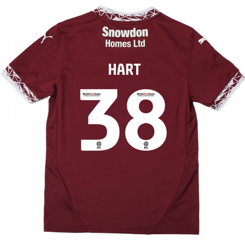 Kinder Fußball Jamari Hart #38 Burgundrot Heimtrikot Trikot 2024/25 T-Shirt Luxemburg