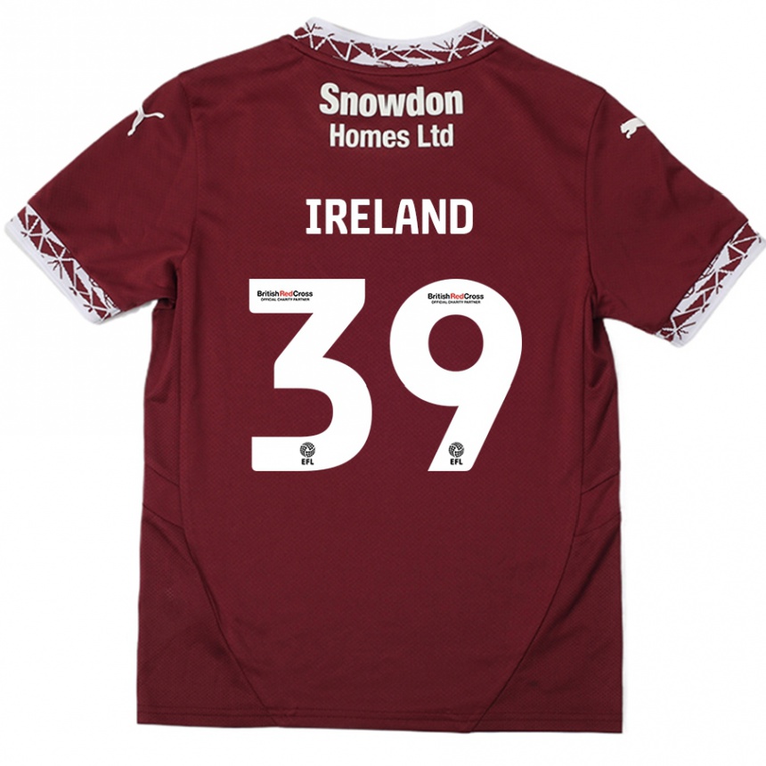 Kinder Fußball Matthew Ireland #39 Burgundrot Heimtrikot Trikot 2024/25 T-Shirt Luxemburg