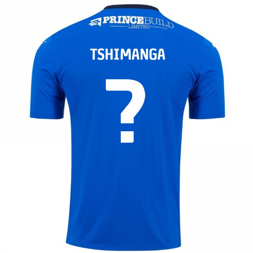 Kinder Fußball Kabongo Tshimanga #0 Blau Weiß Heimtrikot Trikot 2024/25 T-Shirt Luxemburg