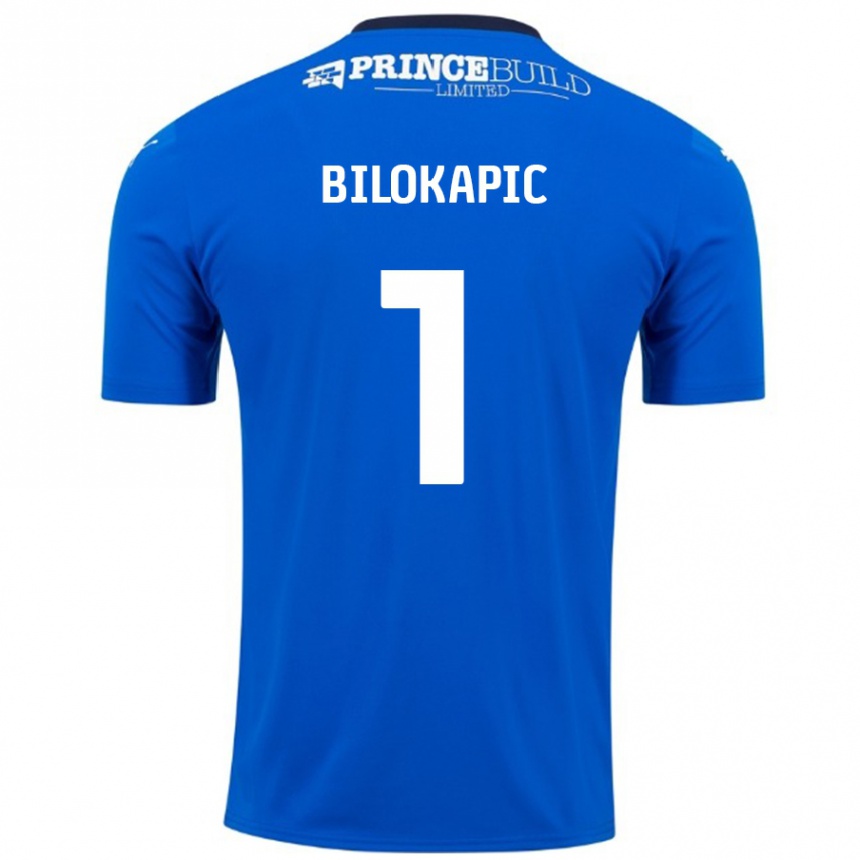 Kinder Fußball Nicholas Bilokapic #1 Blau Weiß Heimtrikot Trikot 2024/25 T-Shirt Luxemburg