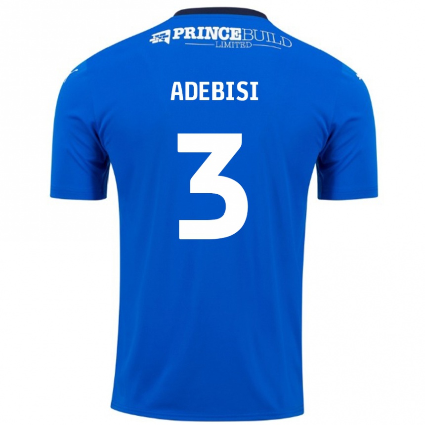 Kinder Fußball Rio Adebisi #3 Blau Weiß Heimtrikot Trikot 2024/25 T-Shirt Luxemburg