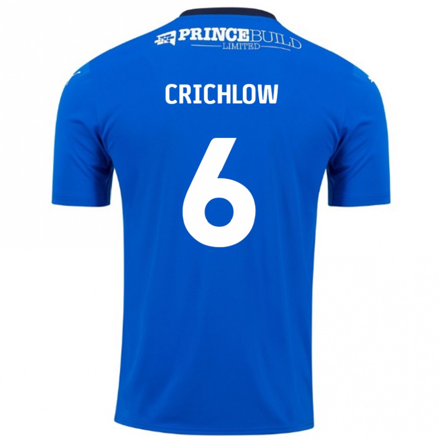 Kinder Fußball Romoney Crichlow #6 Blau Weiß Heimtrikot Trikot 2024/25 T-Shirt Luxemburg