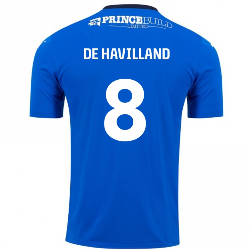 Kinder Fußball Ryan De Havilland #8 Blau Weiß Heimtrikot Trikot 2024/25 T-Shirt Luxemburg