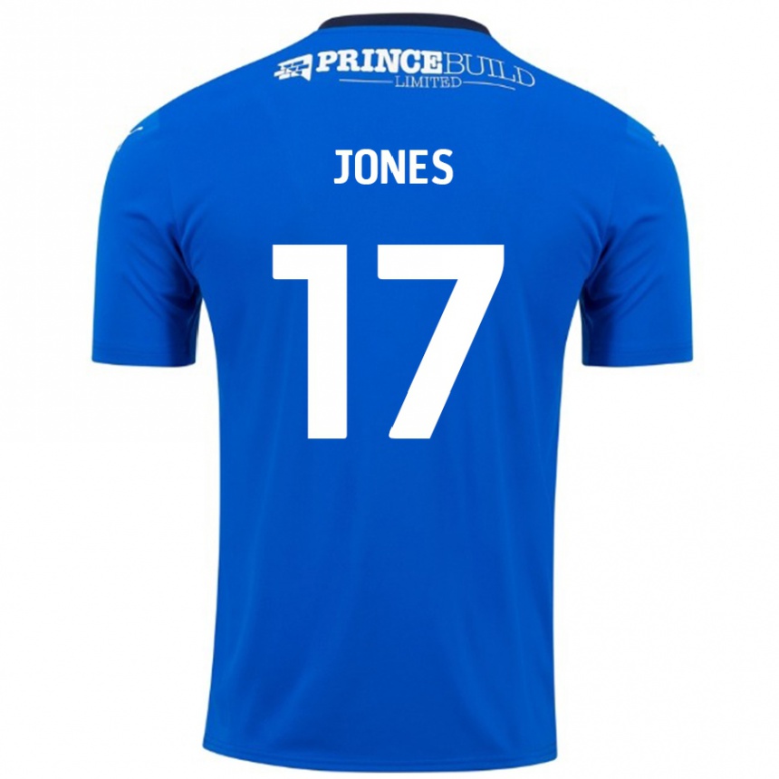 Kinder Fußball Ricky-Jade Jones #17 Blau Weiß Heimtrikot Trikot 2024/25 T-Shirt Luxemburg