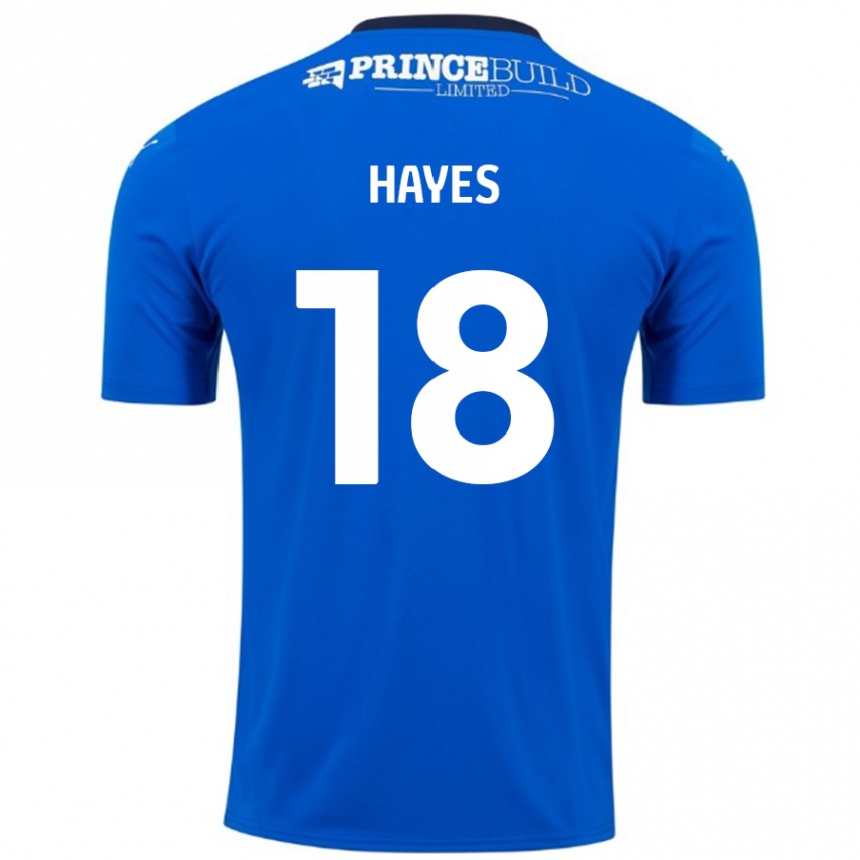 Kinder Fußball Cian Hayes #18 Blau Weiß Heimtrikot Trikot 2024/25 T-Shirt Luxemburg