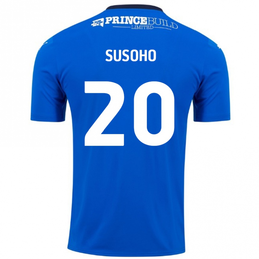 Kinder Fußball Mahamadou Susoho #20 Blau Weiß Heimtrikot Trikot 2024/25 T-Shirt Luxemburg