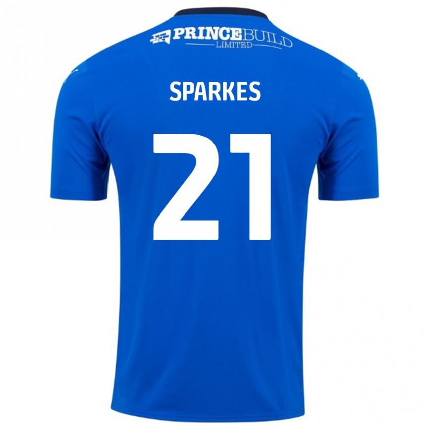 Kinder Fußball Jack Sparkes #21 Blau Weiß Heimtrikot Trikot 2024/25 T-Shirt Luxemburg