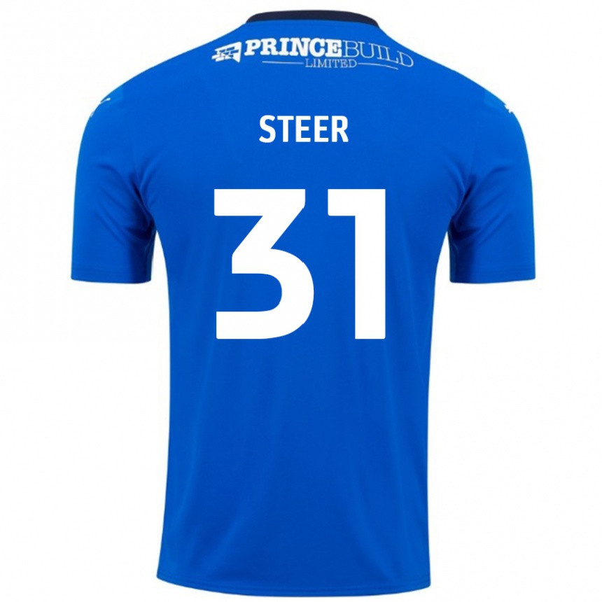 Kinder Fußball Jed Steer #31 Blau Weiß Heimtrikot Trikot 2024/25 T-Shirt Luxemburg