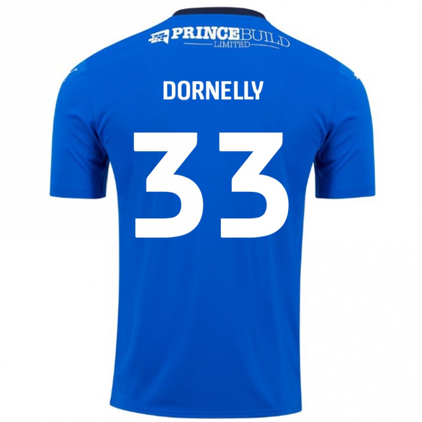 Kinder Fußball James Dornelly #33 Blau Weiß Heimtrikot Trikot 2024/25 T-Shirt Luxemburg