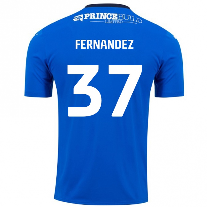 Kinder Fußball Emmanuel Fernandez #37 Blau Weiß Heimtrikot Trikot 2024/25 T-Shirt Luxemburg