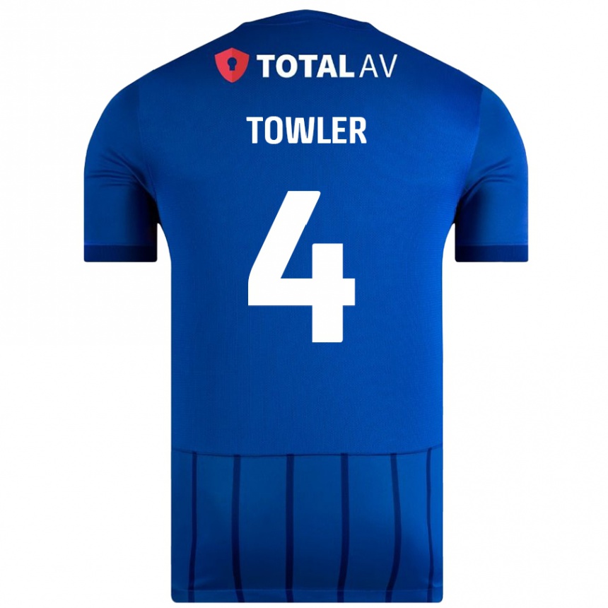 Kinder Fußball Ryley Towler #4 Blau Heimtrikot Trikot 2024/25 T-Shirt Luxemburg