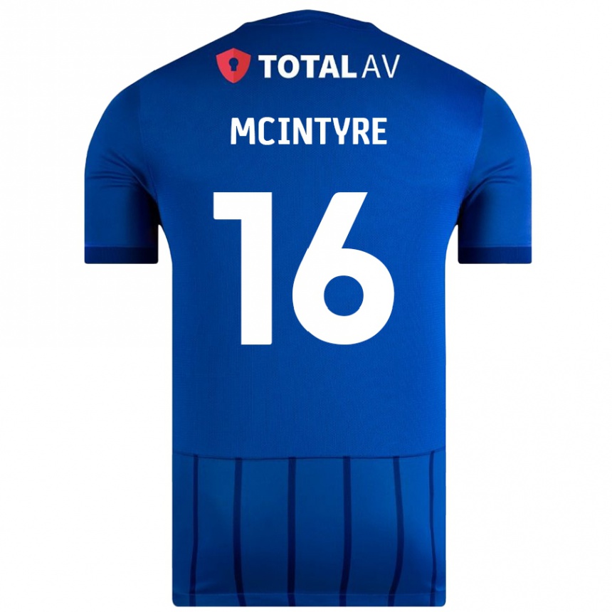 Kinder Fußball Tom Mcintyre #16 Blau Heimtrikot Trikot 2024/25 T-Shirt Luxemburg