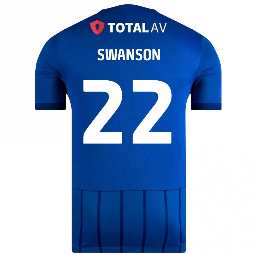 Kinder Fußball Zak Swanson #22 Blau Heimtrikot Trikot 2024/25 T-Shirt Luxemburg