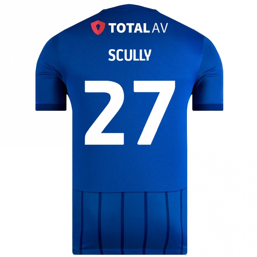 Kinder Fußball Anthony Scully #27 Blau Heimtrikot Trikot 2024/25 T-Shirt Luxemburg