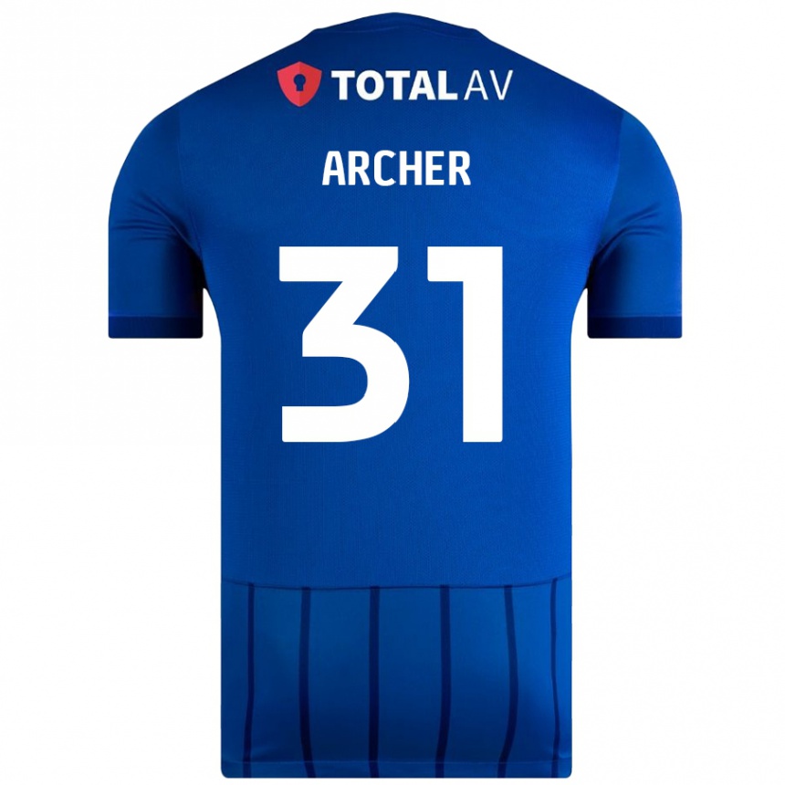 Kinder Fußball Jordan Archer #31 Blau Heimtrikot Trikot 2024/25 T-Shirt Luxemburg