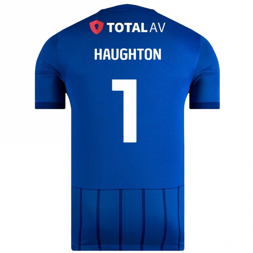 Kinder Fußball Hannah Haughton #1 Blau Heimtrikot Trikot 2024/25 T-Shirt Luxemburg