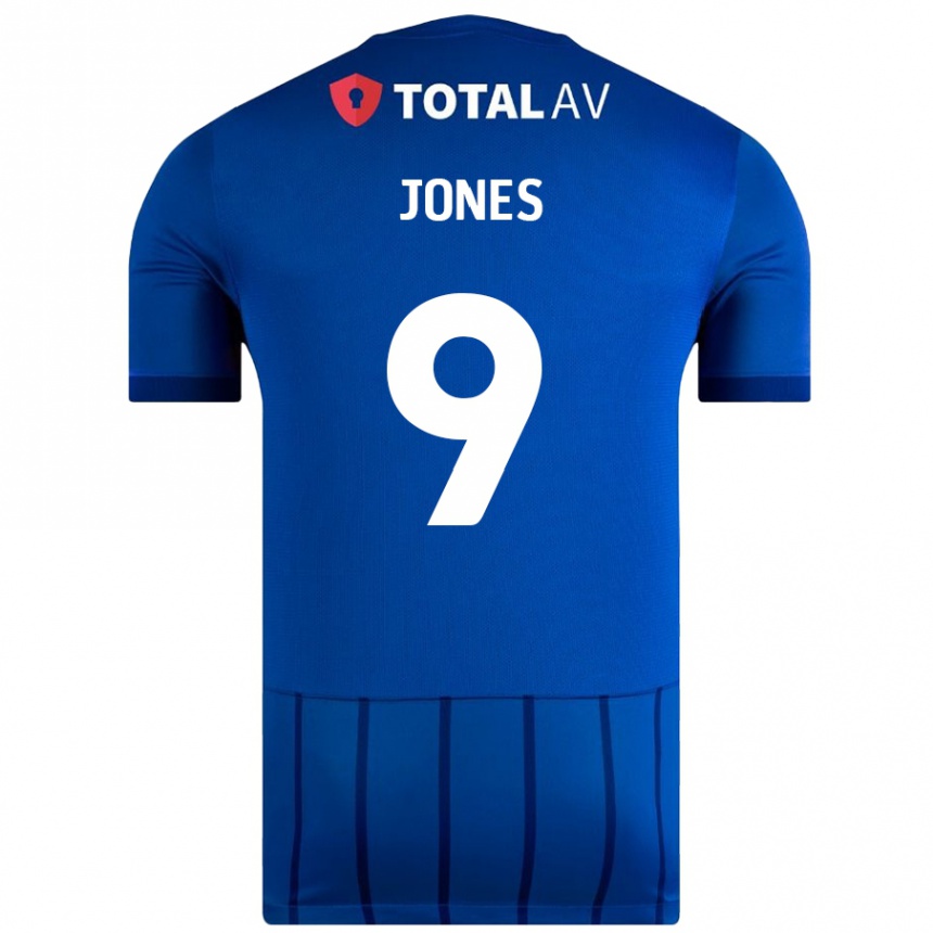 Kinder Fußball Emma Jones #9 Blau Heimtrikot Trikot 2024/25 T-Shirt Luxemburg