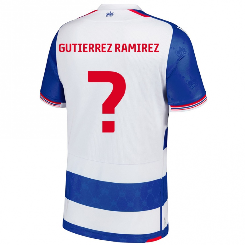 Kinder Fußball William Gutierrez Ramirez #0 Blau Weiß Heimtrikot Trikot 2024/25 T-Shirt Luxemburg