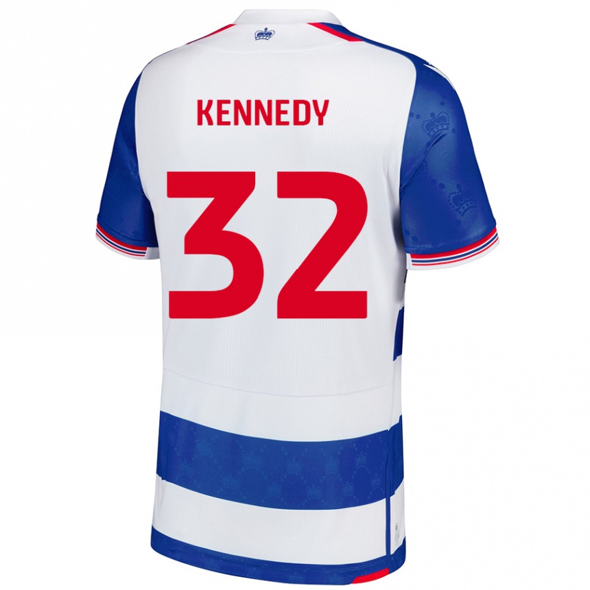 Kinder Fußball Stevie Kennedy #32 Blau Weiß Heimtrikot Trikot 2024/25 T-Shirt Luxemburg