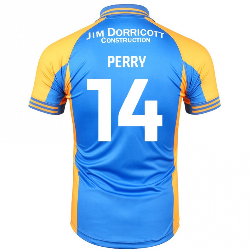 Kinder Fußball Taylor Perry #14 Blau Bernstein Heimtrikot Trikot 2024/25 T-Shirt Luxemburg