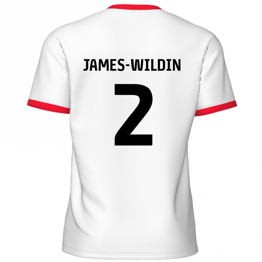 Kinder Fußball Luther James-Wildin #2 Weiß Rot Heimtrikot Trikot 2024/25 T-Shirt Luxemburg