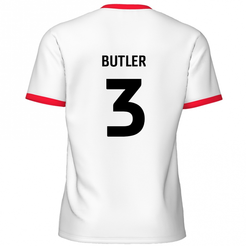 Kinder Fußball Dan Butler #3 Weiß Rot Heimtrikot Trikot 2024/25 T-Shirt Luxemburg