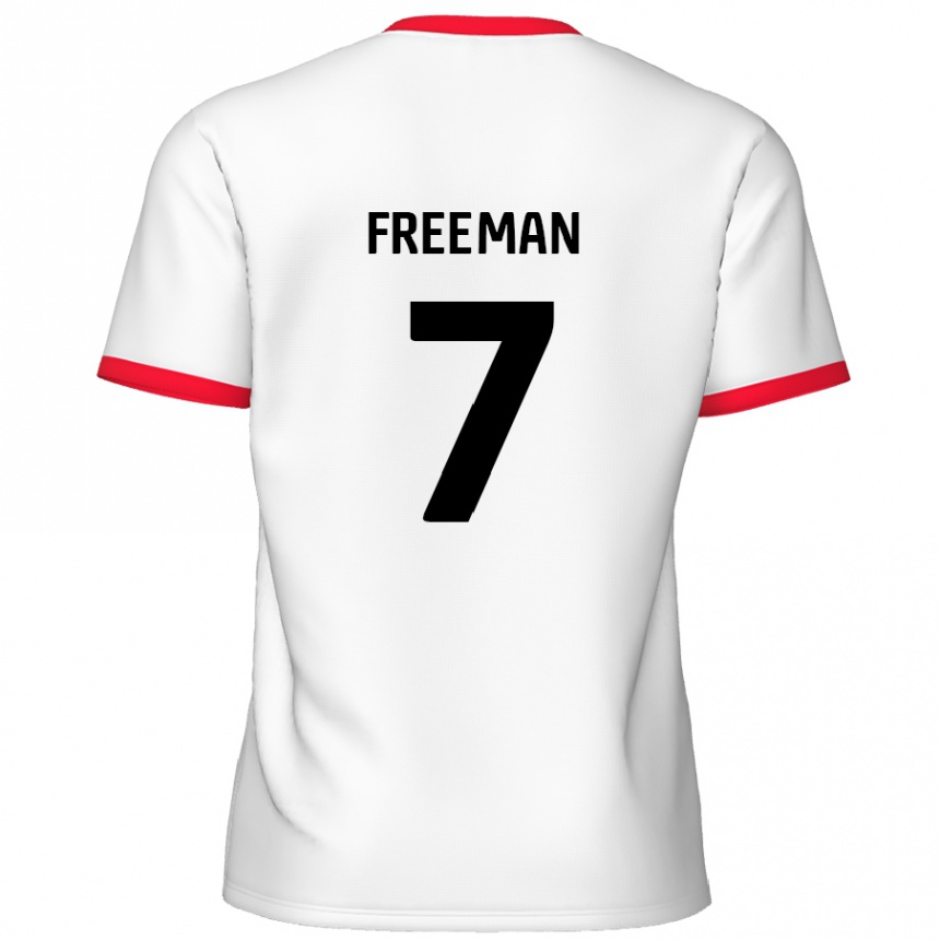 Kinder Fußball Nick Freeman #7 Weiß Rot Heimtrikot Trikot 2024/25 T-Shirt Luxemburg