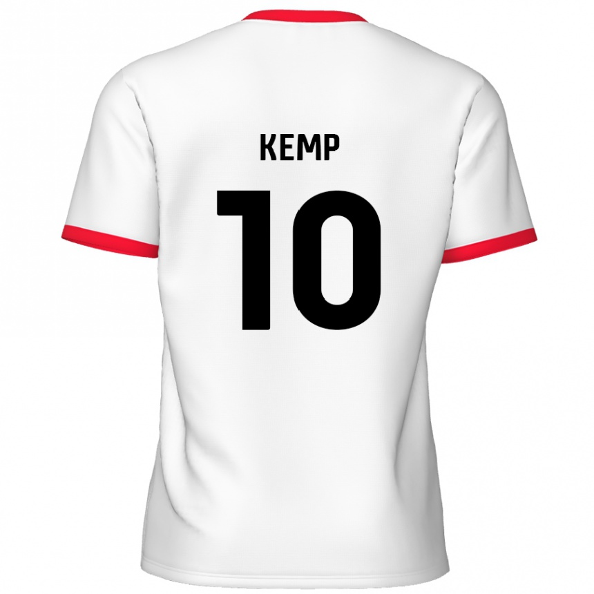 Kinder Fußball Dan Kemp #10 Weiß Rot Heimtrikot Trikot 2024/25 T-Shirt Luxemburg