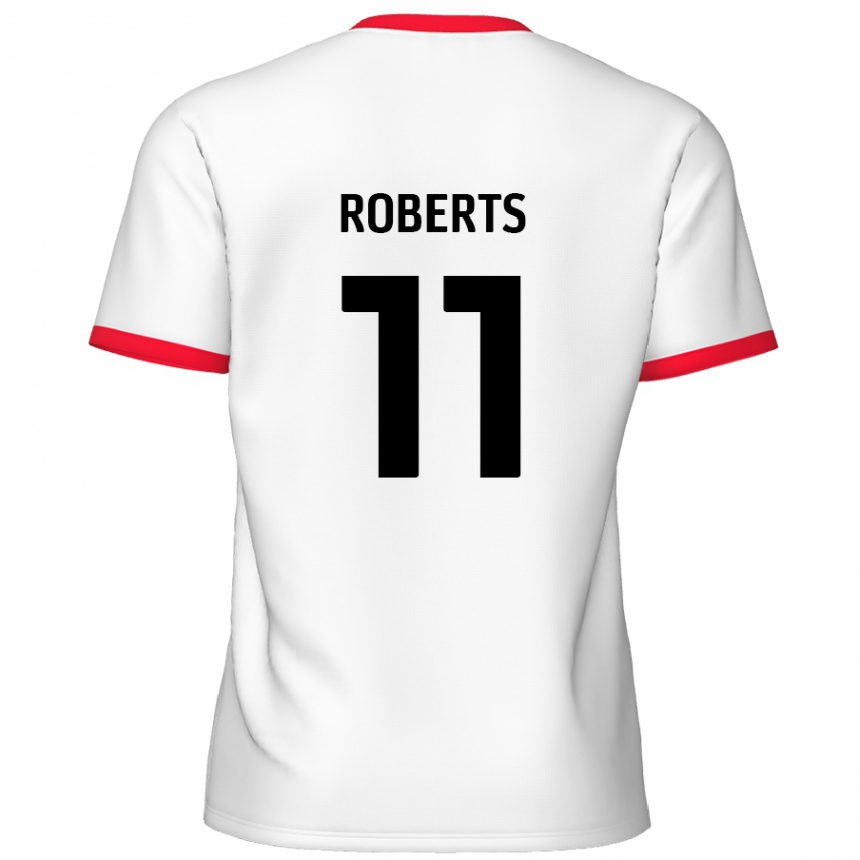 Kinder Fußball Jordan Roberts #11 Weiß Rot Heimtrikot Trikot 2024/25 T-Shirt Luxemburg