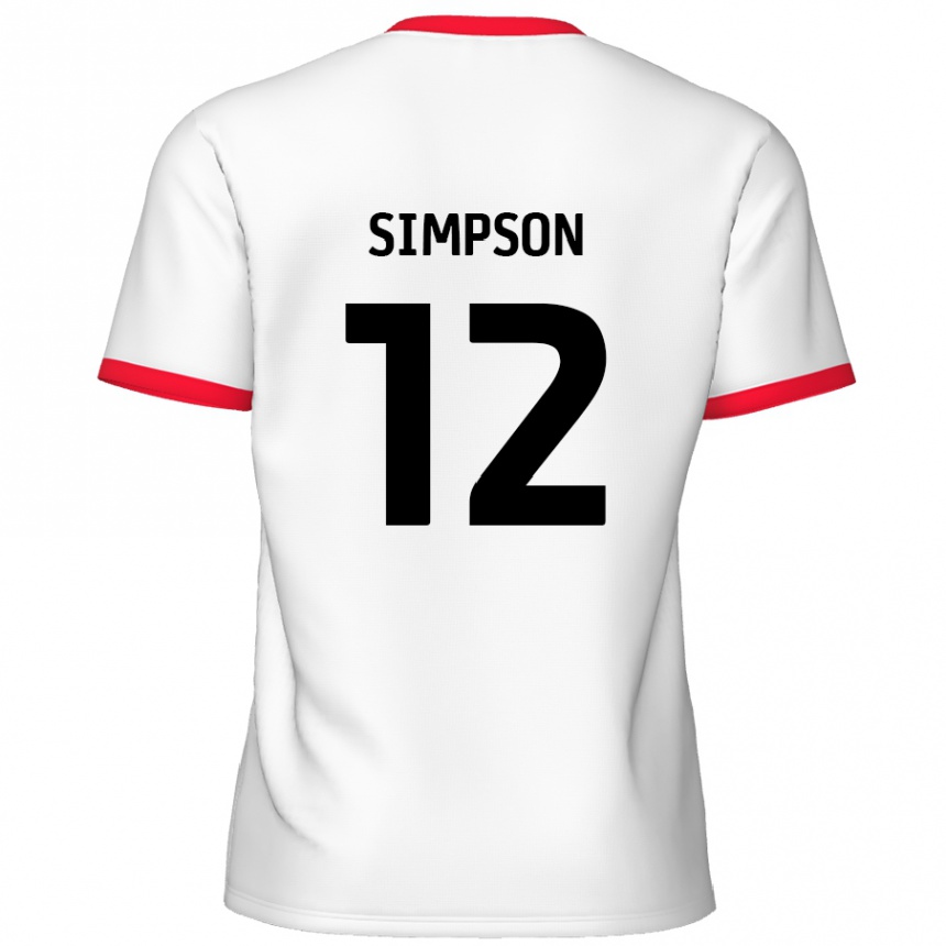 Kinder Fußball Tyreece Simpson #12 Weiß Rot Heimtrikot Trikot 2024/25 T-Shirt Luxemburg