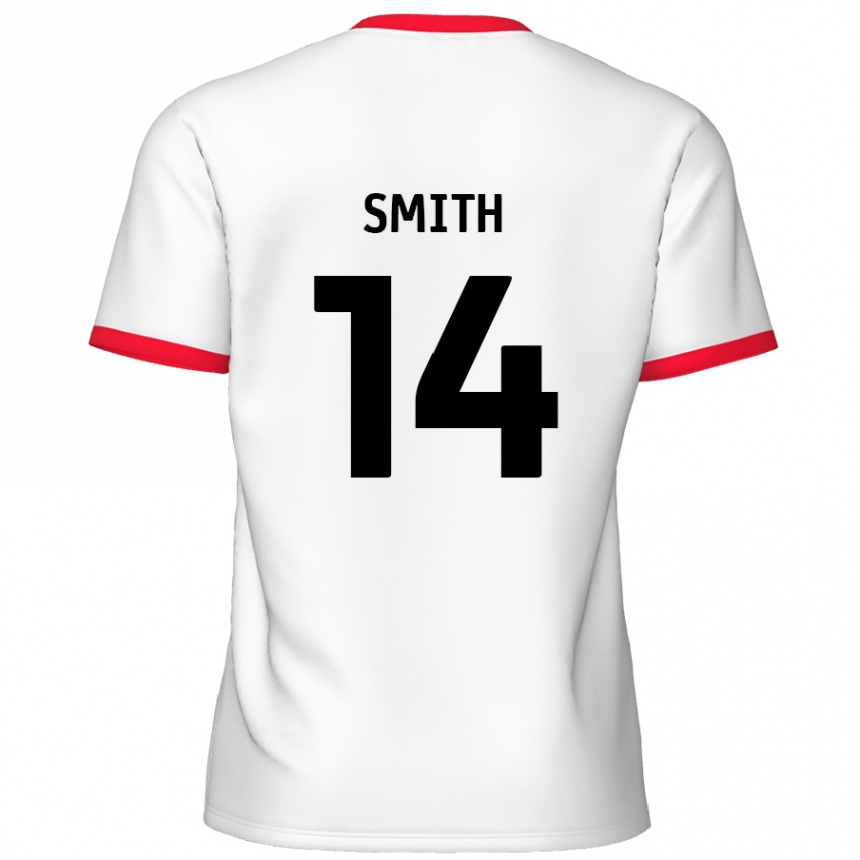 Kinder Fußball Kane Smith #14 Weiß Rot Heimtrikot Trikot 2024/25 T-Shirt Luxemburg