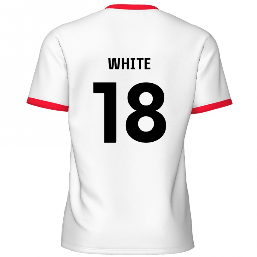 Kinder Fußball Harvey White #18 Weiß Rot Heimtrikot Trikot 2024/25 T-Shirt Luxemburg