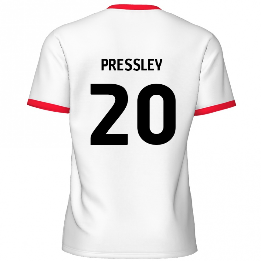 Kinder Fußball Aaron Pressley #20 Weiß Rot Heimtrikot Trikot 2024/25 T-Shirt Luxemburg