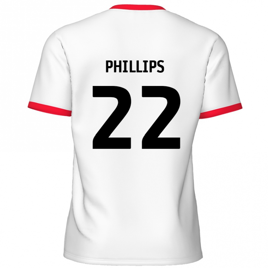 Kinder Fußball Daniel Phillips #22 Weiß Rot Heimtrikot Trikot 2024/25 T-Shirt Luxemburg