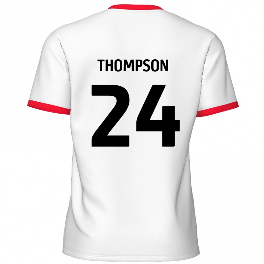 Kinder Fußball Ben Thompson #24 Weiß Rot Heimtrikot Trikot 2024/25 T-Shirt Luxemburg