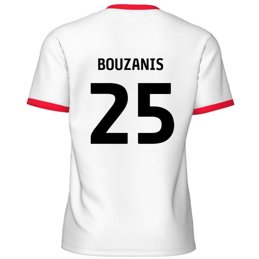 Kinder Fußball Dean Bouzanis #25 Weiß Rot Heimtrikot Trikot 2024/25 T-Shirt Luxemburg