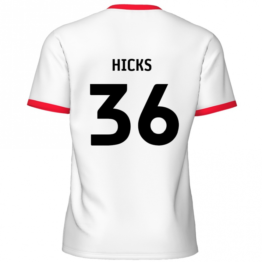 Kinder Fußball David Hicks #36 Weiß Rot Heimtrikot Trikot 2024/25 T-Shirt Luxemburg