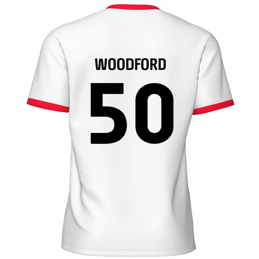 Kinder Fußball Max Woodford #50 Weiß Rot Heimtrikot Trikot 2024/25 T-Shirt Luxemburg