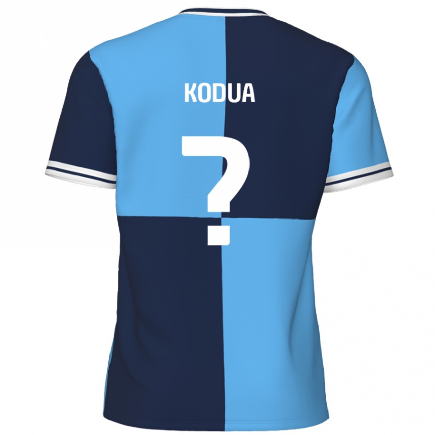 Kinder Fußball Gideon Kodua #0 Himmelblau Dunkelblau Heimtrikot Trikot 2024/25 T-Shirt Luxemburg