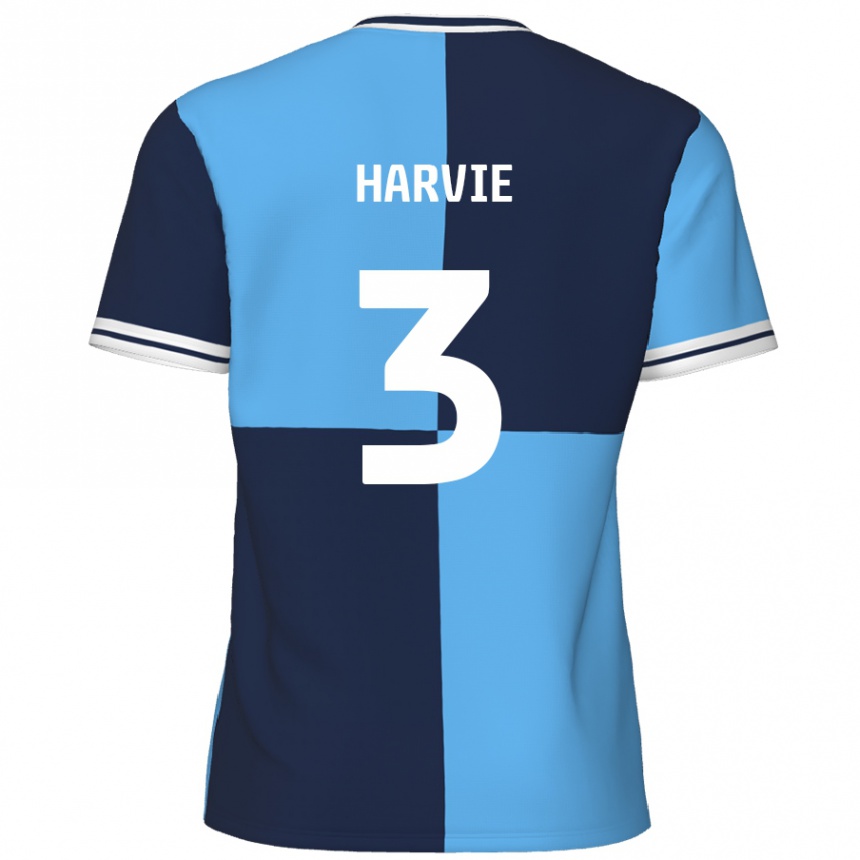 Kinder Fußball Daniel Harvie #3 Himmelblau Dunkelblau Heimtrikot Trikot 2024/25 T-Shirt Luxemburg