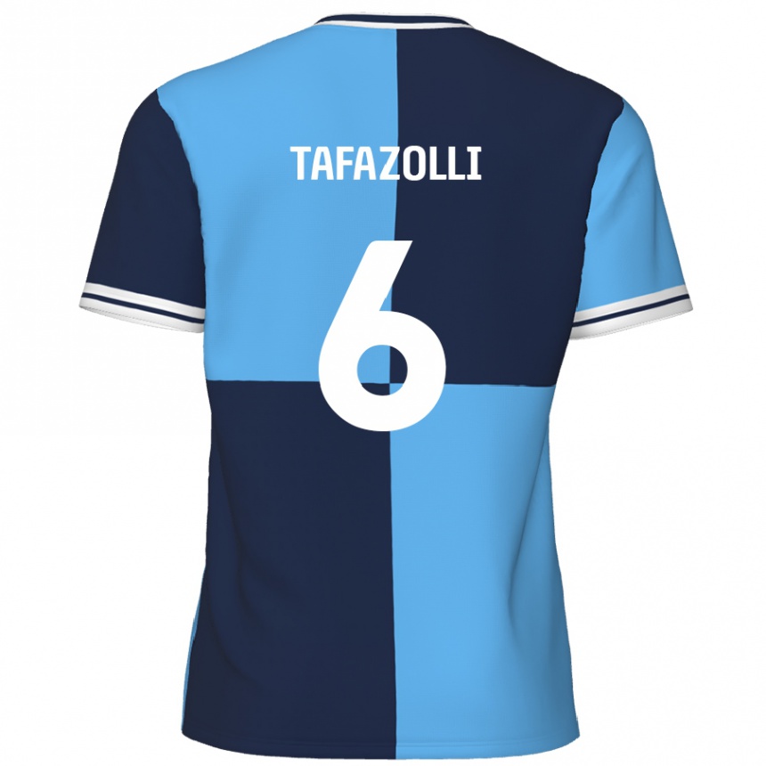 Kinder Fußball Ryan Tafazolli #6 Himmelblau Dunkelblau Heimtrikot Trikot 2024/25 T-Shirt Luxemburg