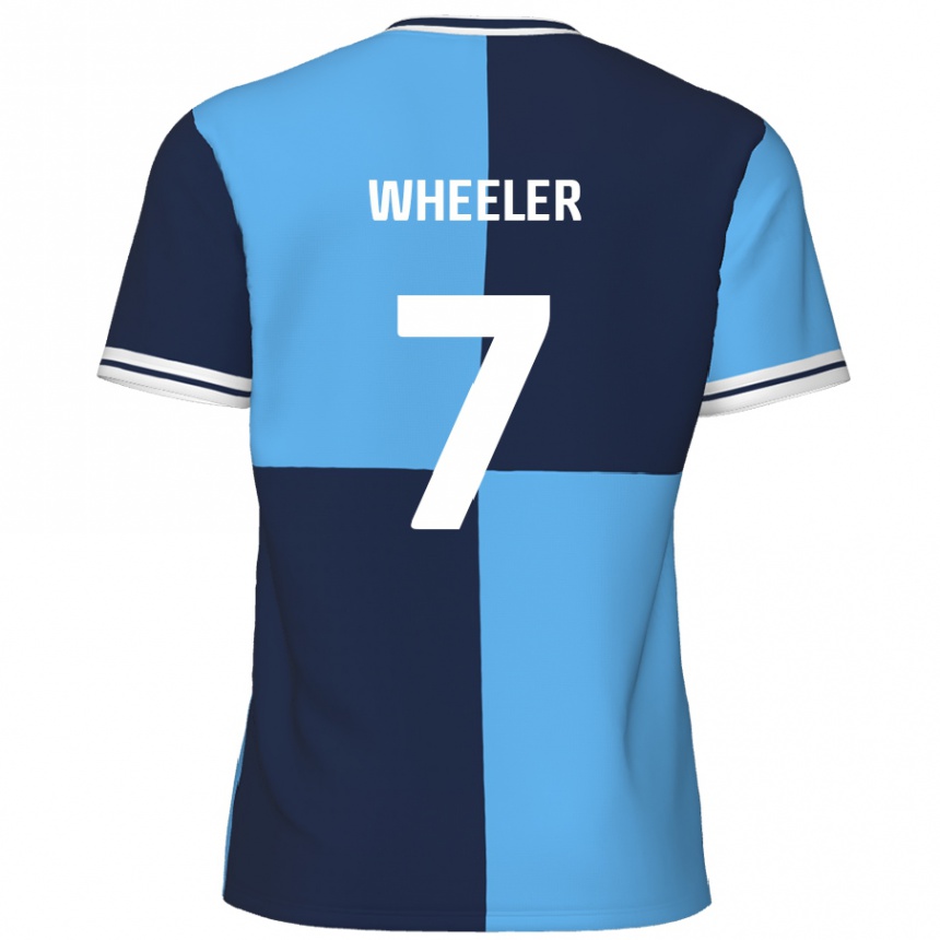 Kinder Fußball David Wheeler #7 Himmelblau Dunkelblau Heimtrikot Trikot 2024/25 T-Shirt Luxemburg