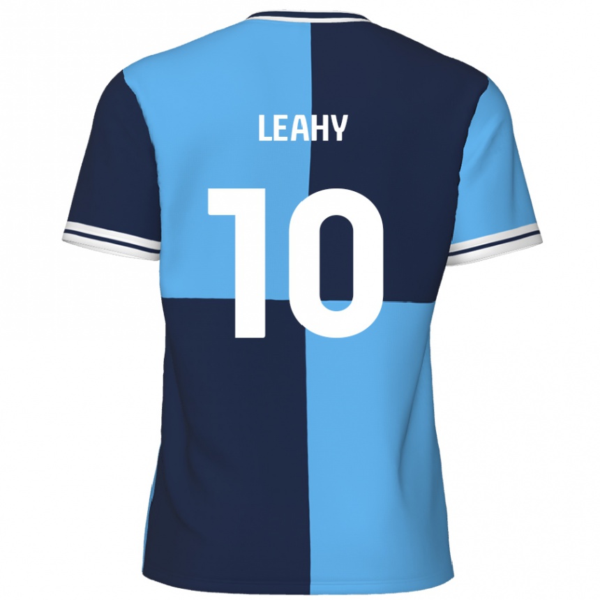 Kinder Fußball Luke Leahy #10 Himmelblau Dunkelblau Heimtrikot Trikot 2024/25 T-Shirt Luxemburg