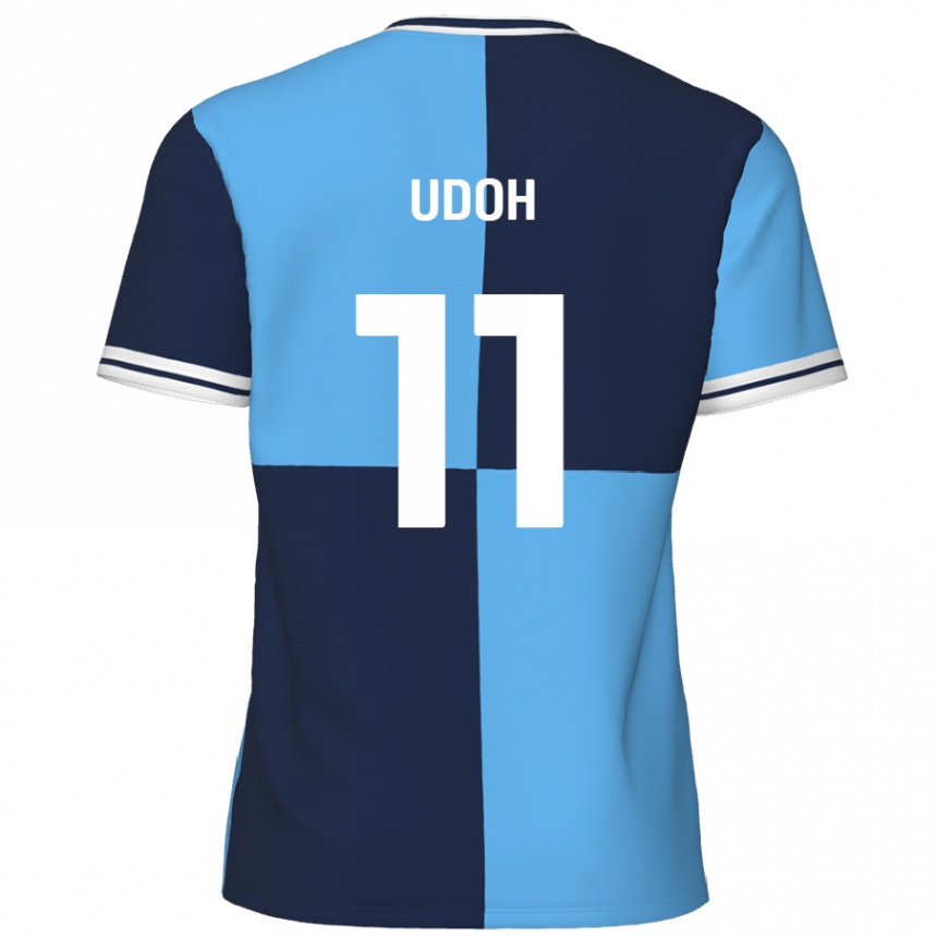 Kinder Fußball Daniel Udoh #11 Himmelblau Dunkelblau Heimtrikot Trikot 2024/25 T-Shirt Luxemburg